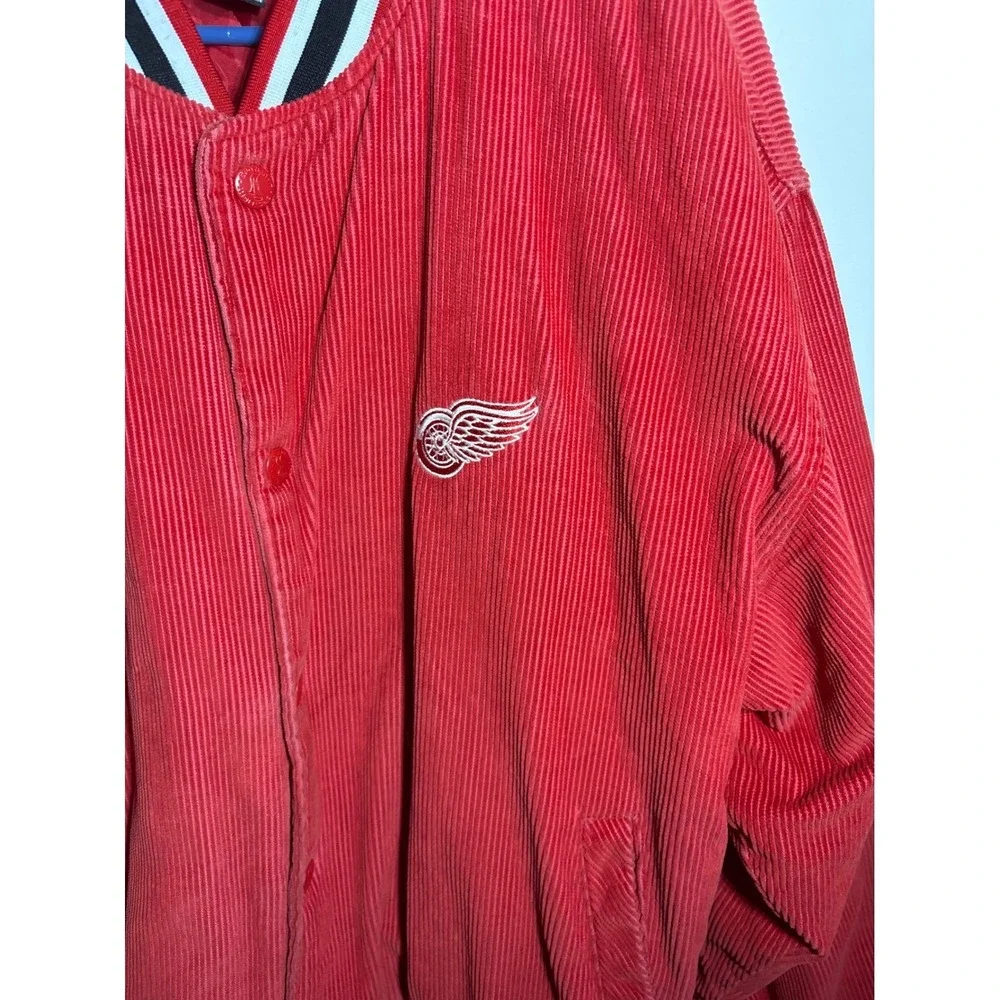 Vintage Detroit Red Wings Corduroy Varsity Jacket Spotlight Large Korea 80s‎